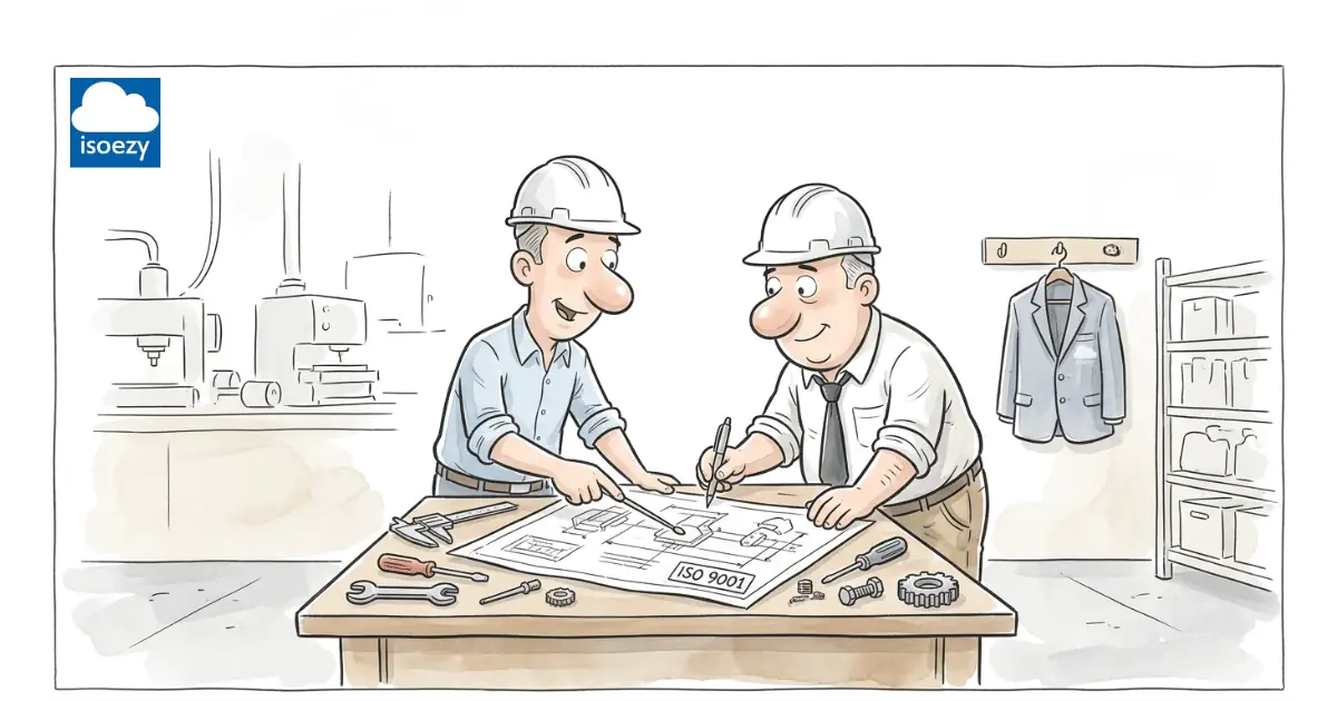 ที่ปรึกษาและลูกค้าร่วมกันตรวจสอบแบบแปลนกระบวนการผลิตตามมาตรฐาน ISO 9001